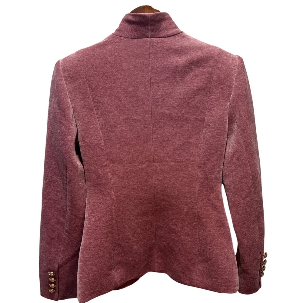 NWT Commense Womens Velvet Tailored Blazer Dusty Rose Pink Gold Button S - Picture 3 of 5